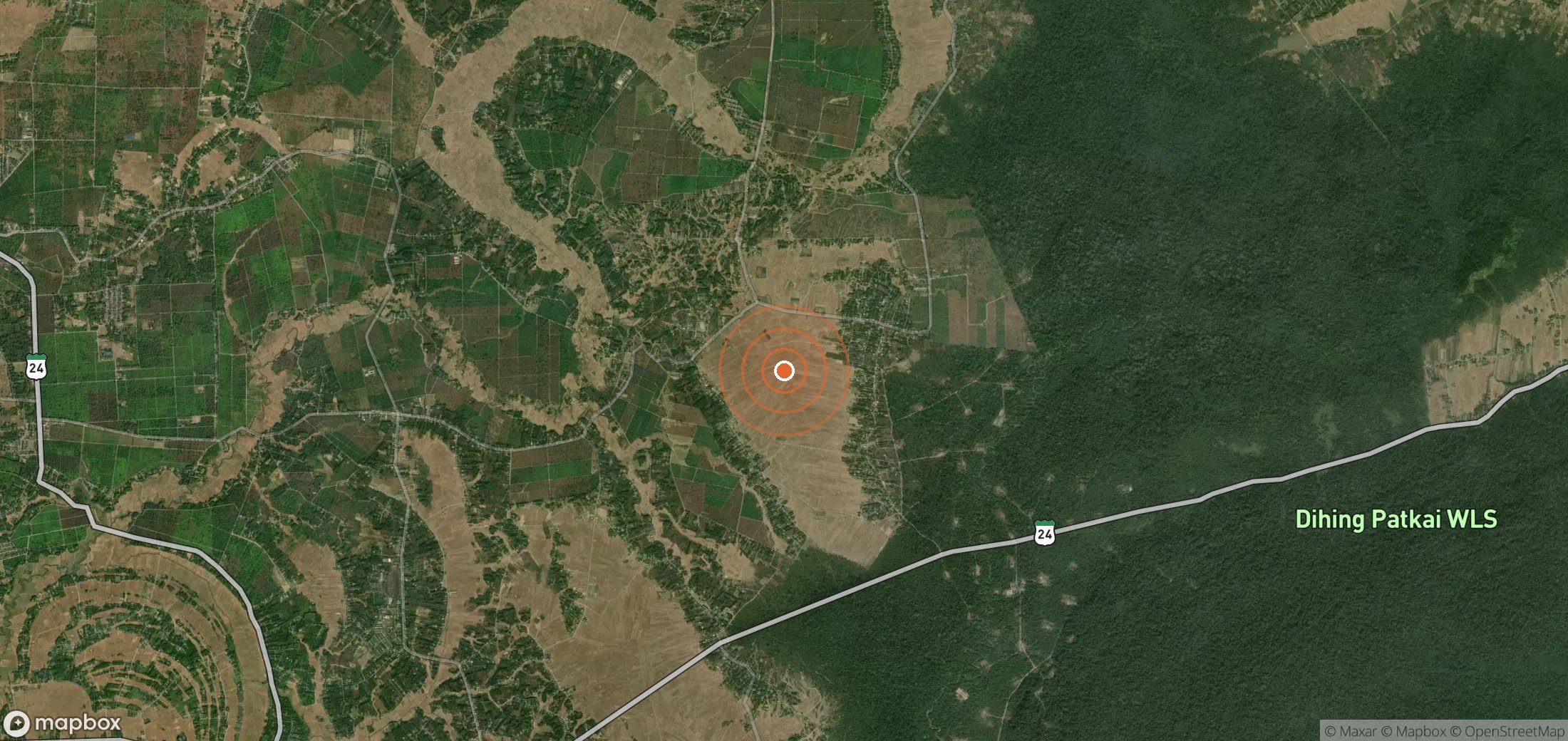 Satellite map of methane plume locations in IND_S_004