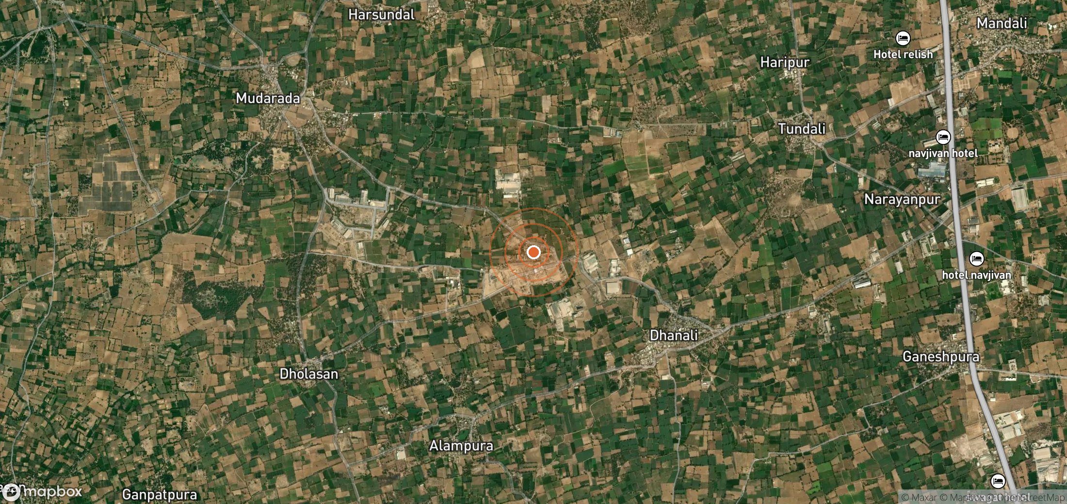 Satellite map of methane plume locations in IND_S_012