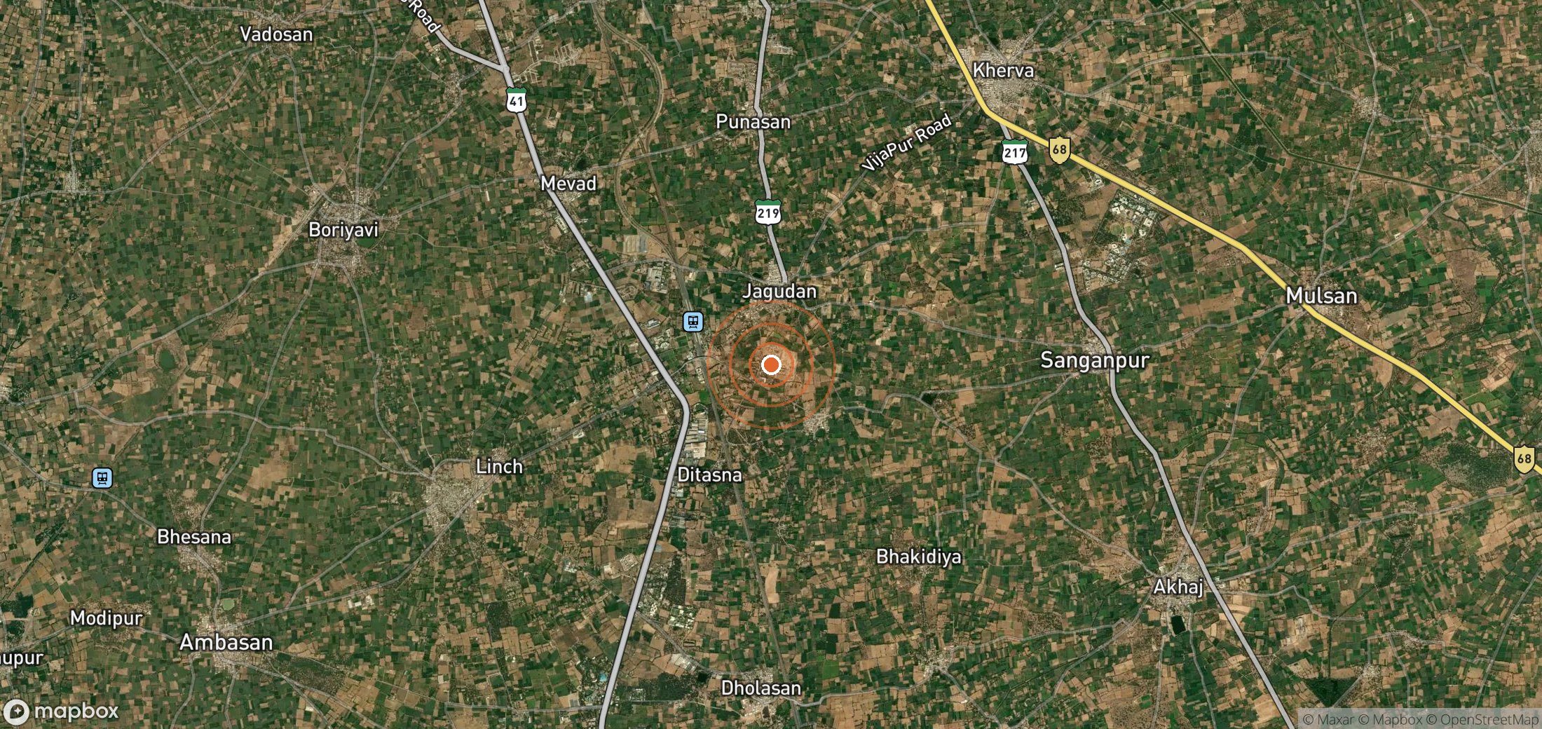 Satellite map of methane plume locations in IND_S_013