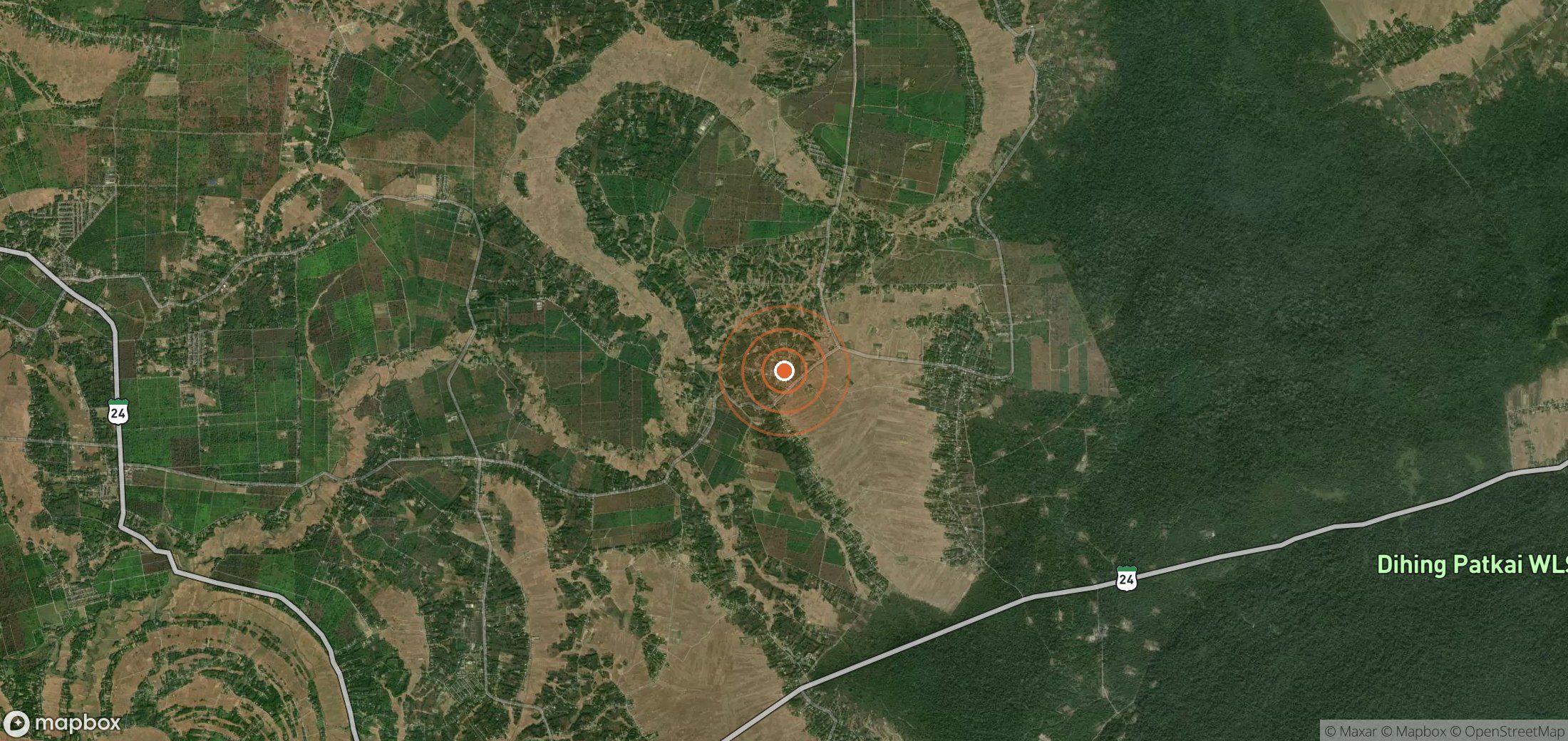 Satellite map of methane plume locations in IND_S_020