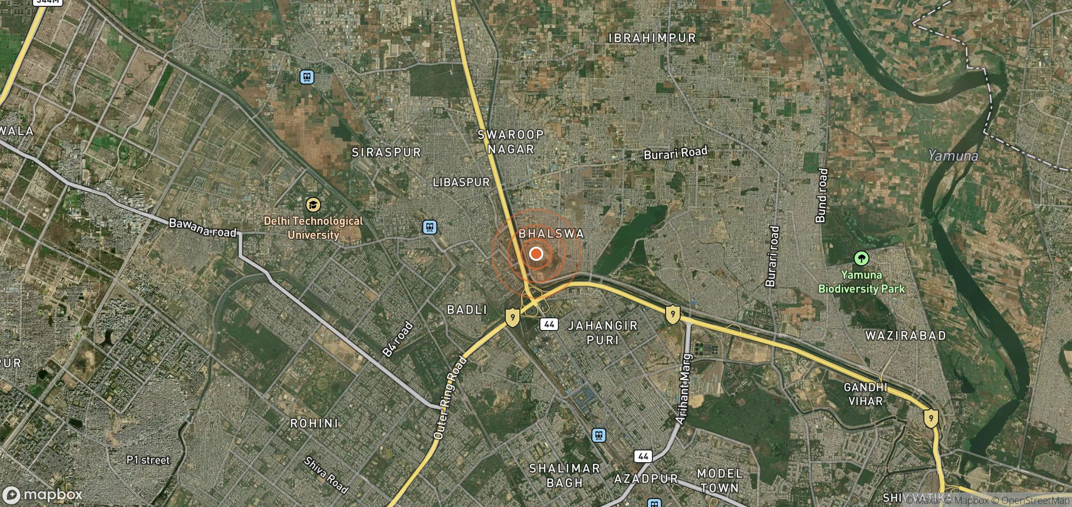 Satellite map of methane plume locations in IND_S_022