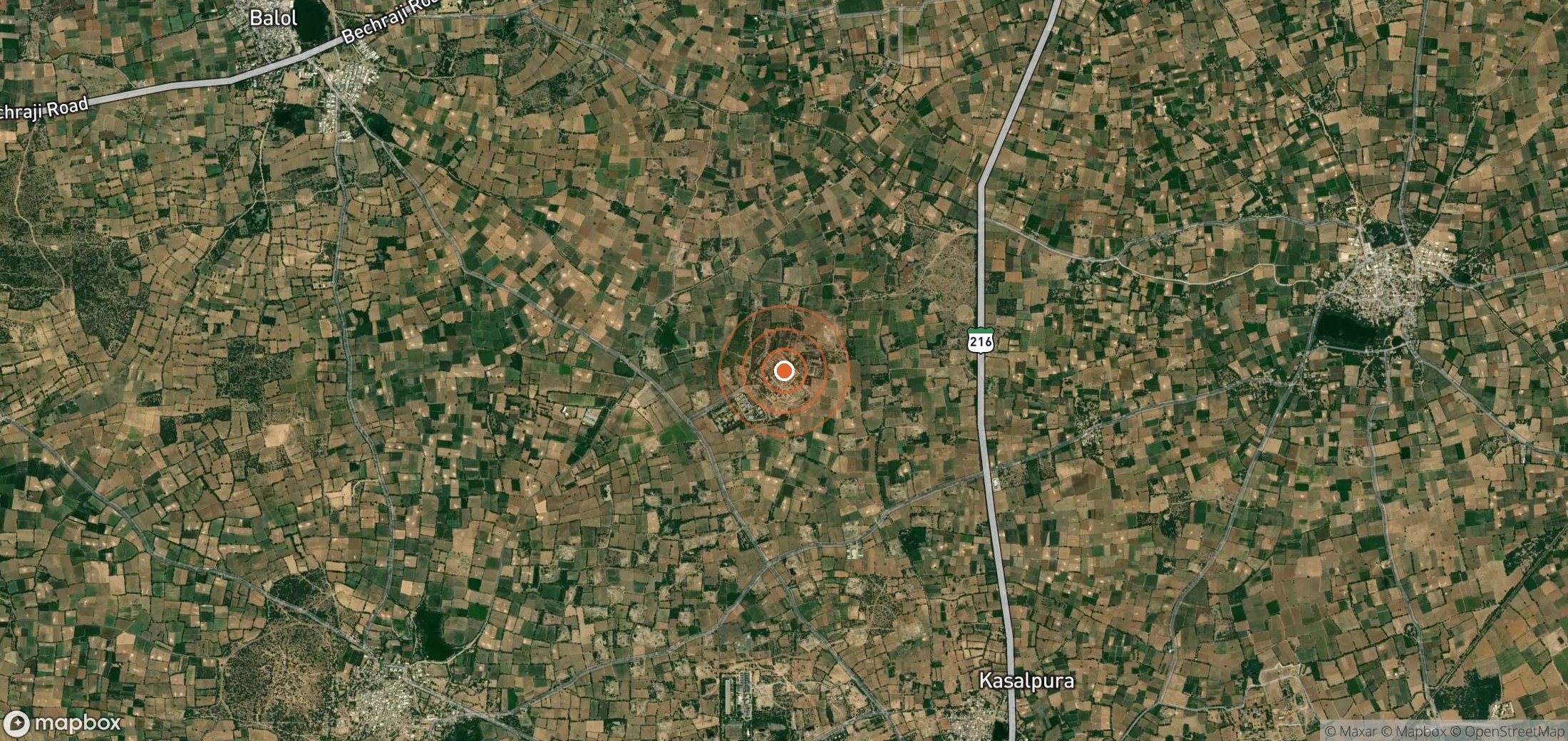 Satellite map of methane plume locations in IND_S_027
