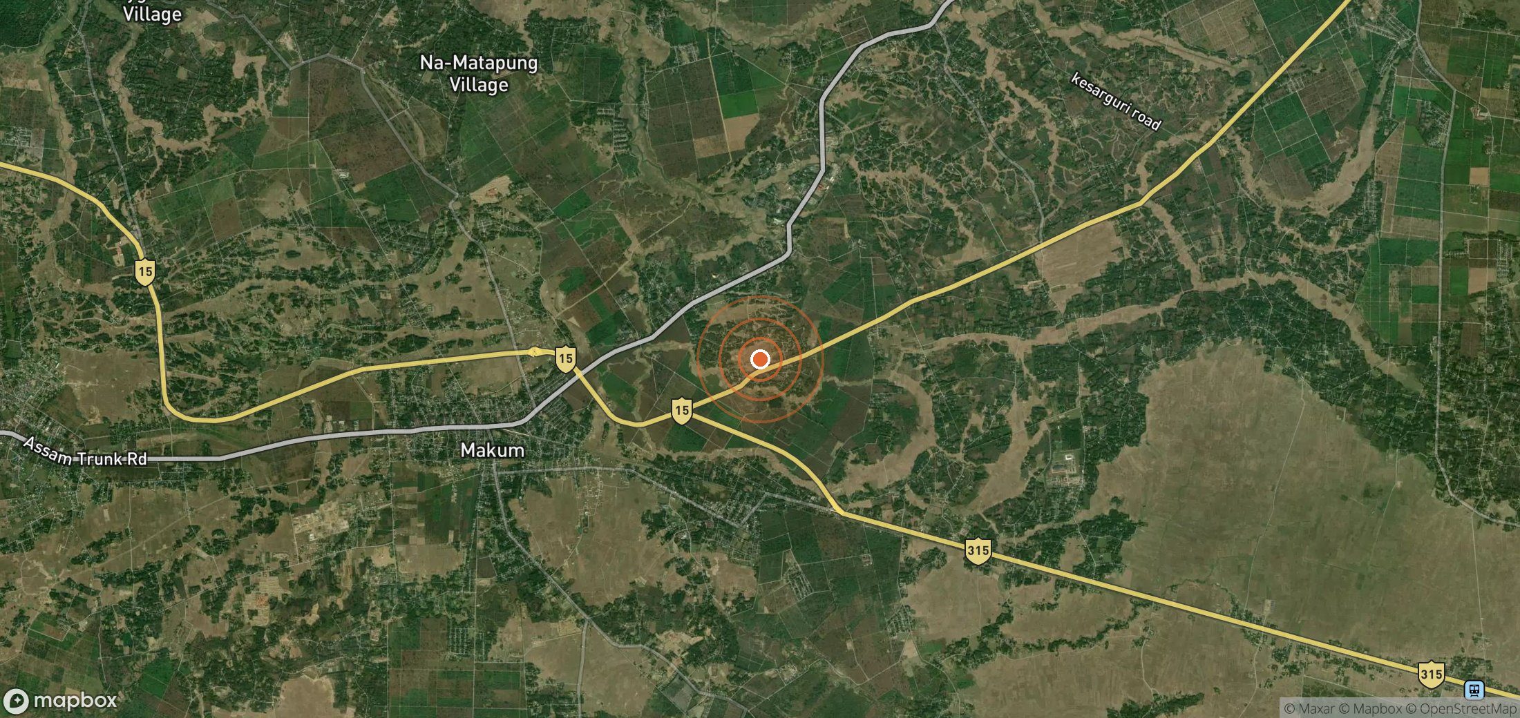 Satellite map of methane plume locations in IND_S_052