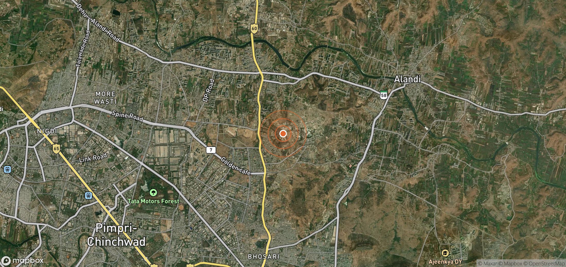 Satellite map of methane plume locations in IND_S_074