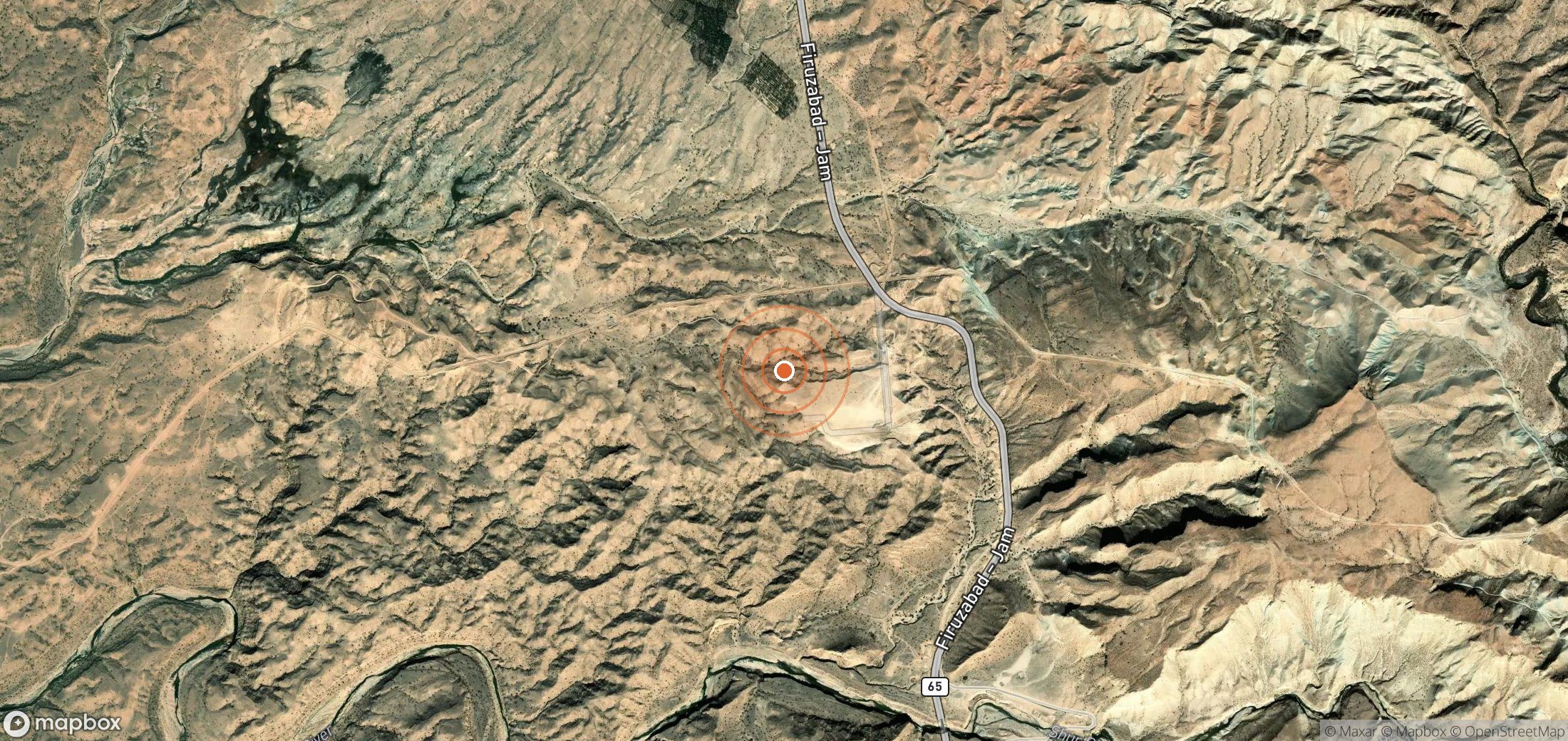 Satellite map of methane plume locations in IRN_S_003