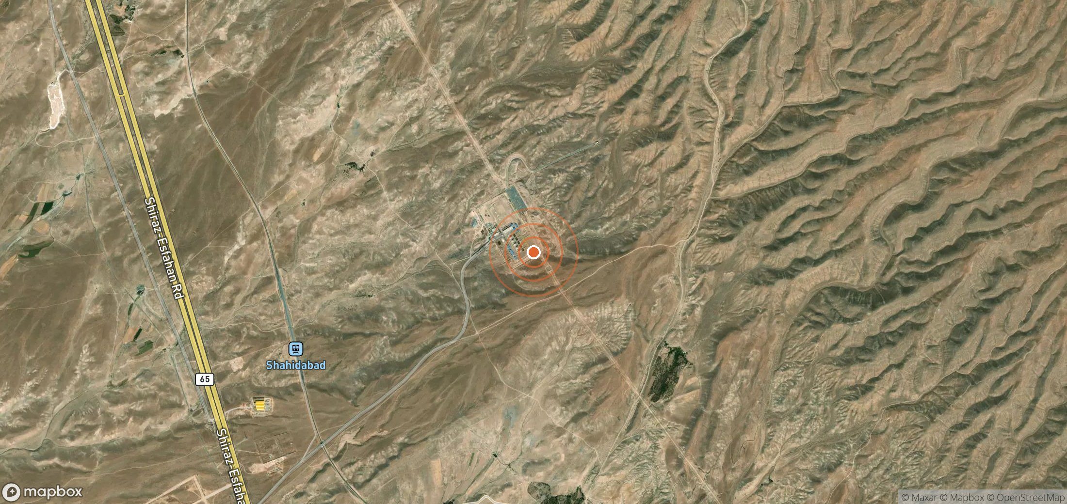 Satellite map of methane plume locations in IRN_S_014