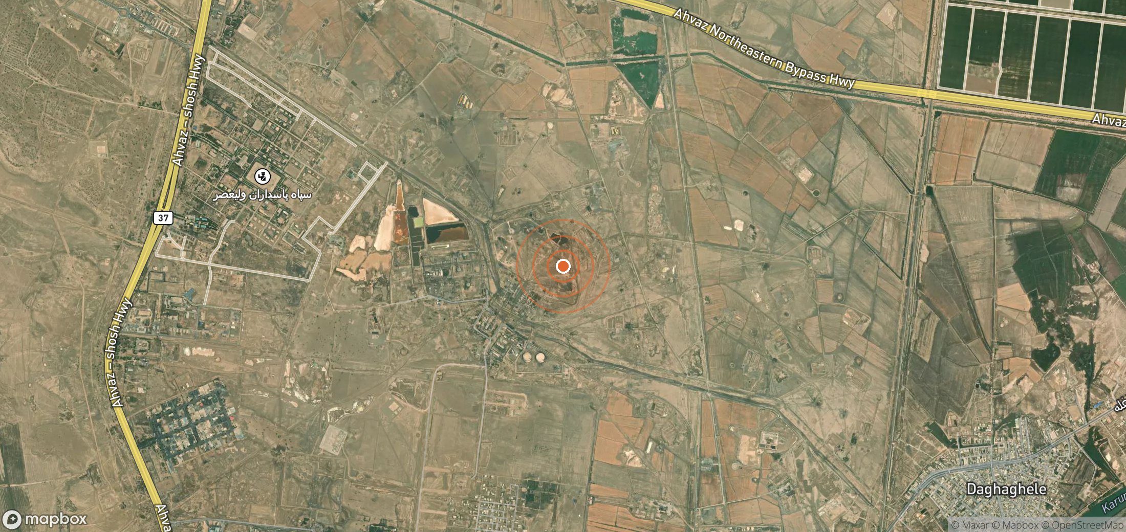 Satellite map of methane plume locations in IRN_S_035