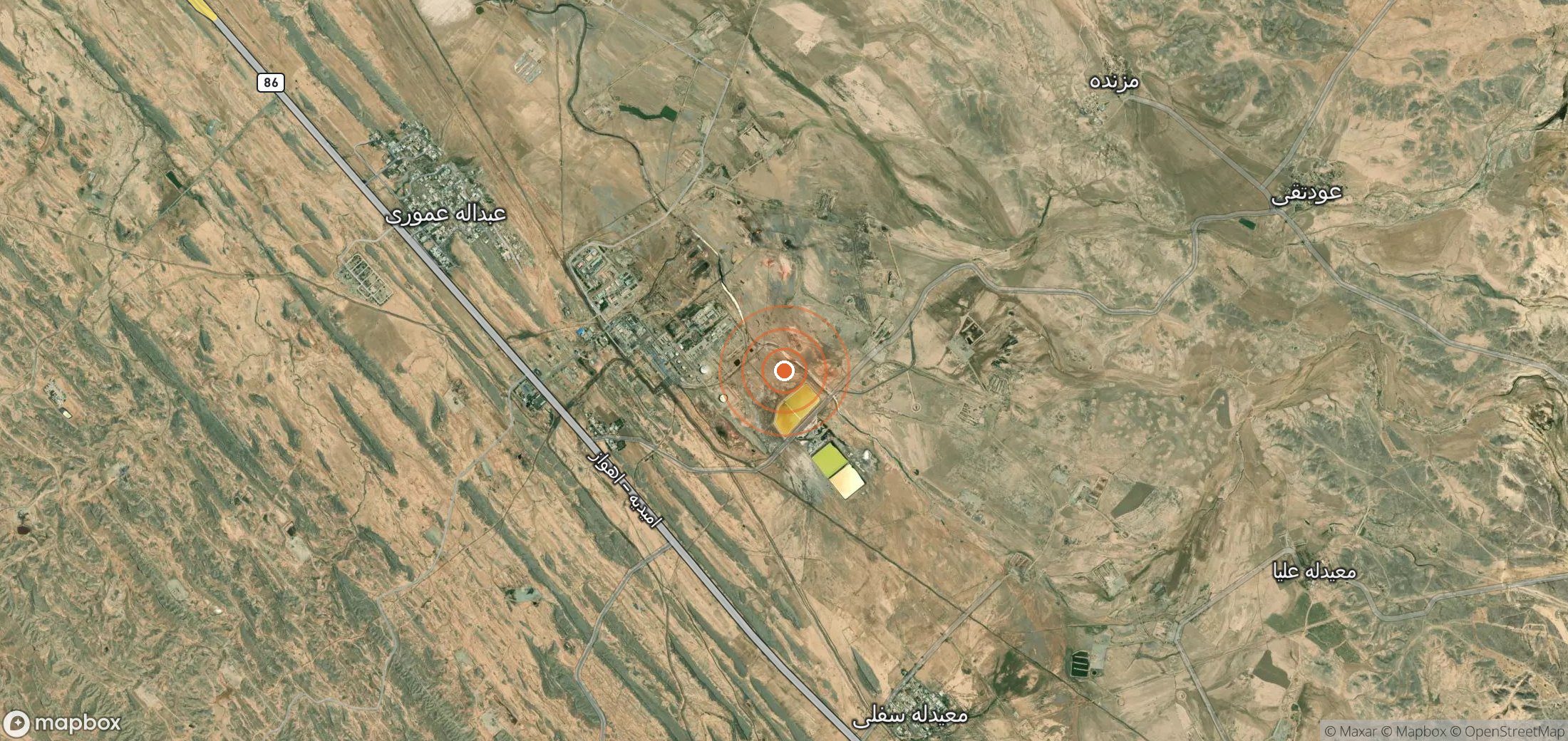 Satellite map of methane plume locations in IRN_S_056