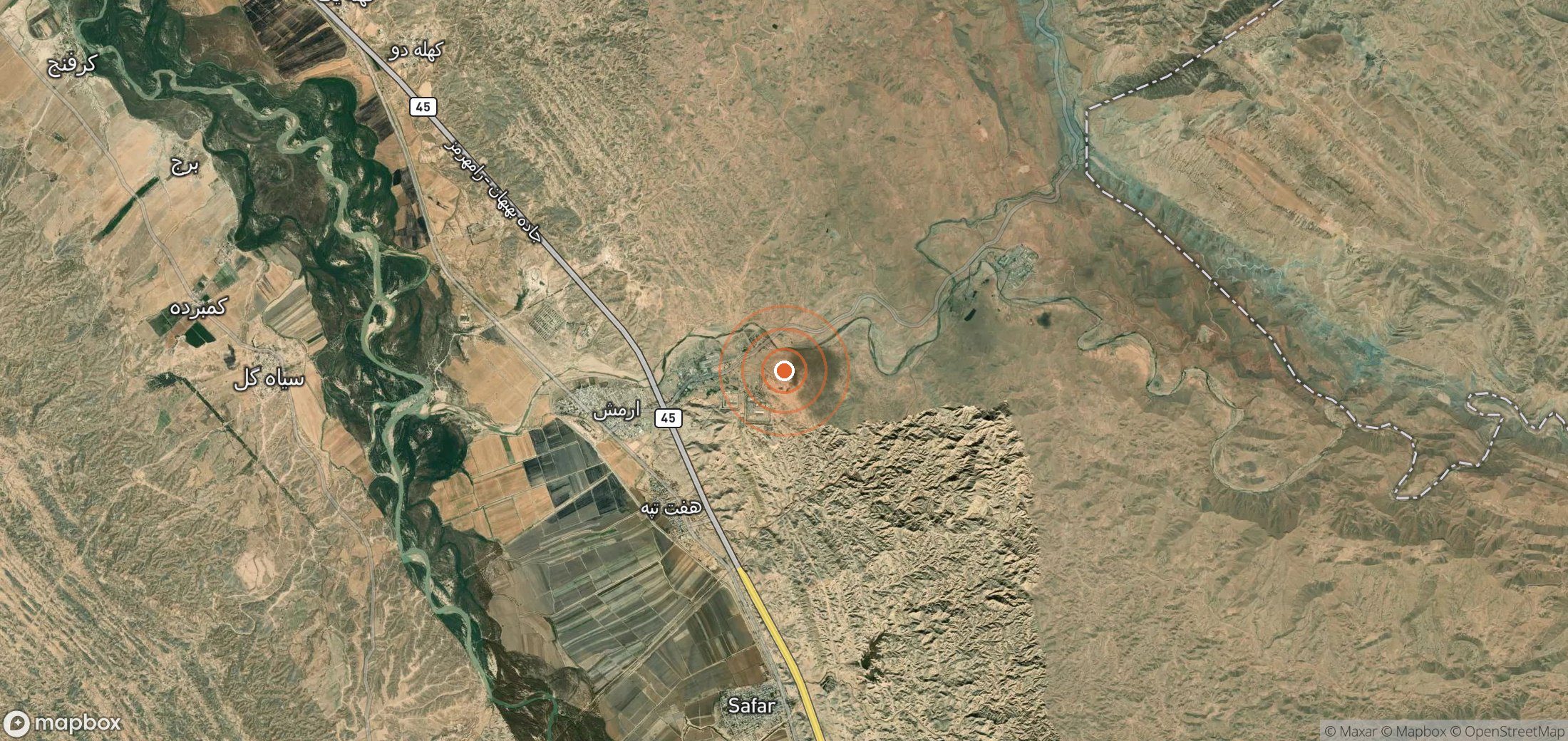 Mapa satelital de plumas de metano en IRN_S_072