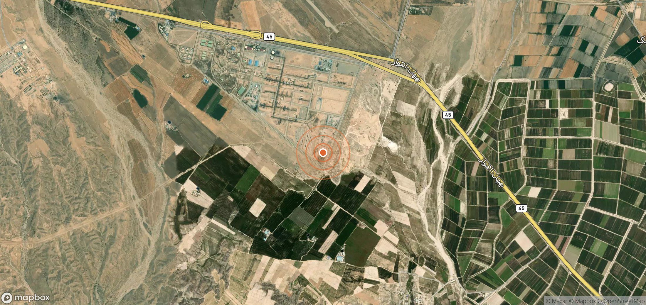 Satellite map of methane plume locations in IRN_S_099