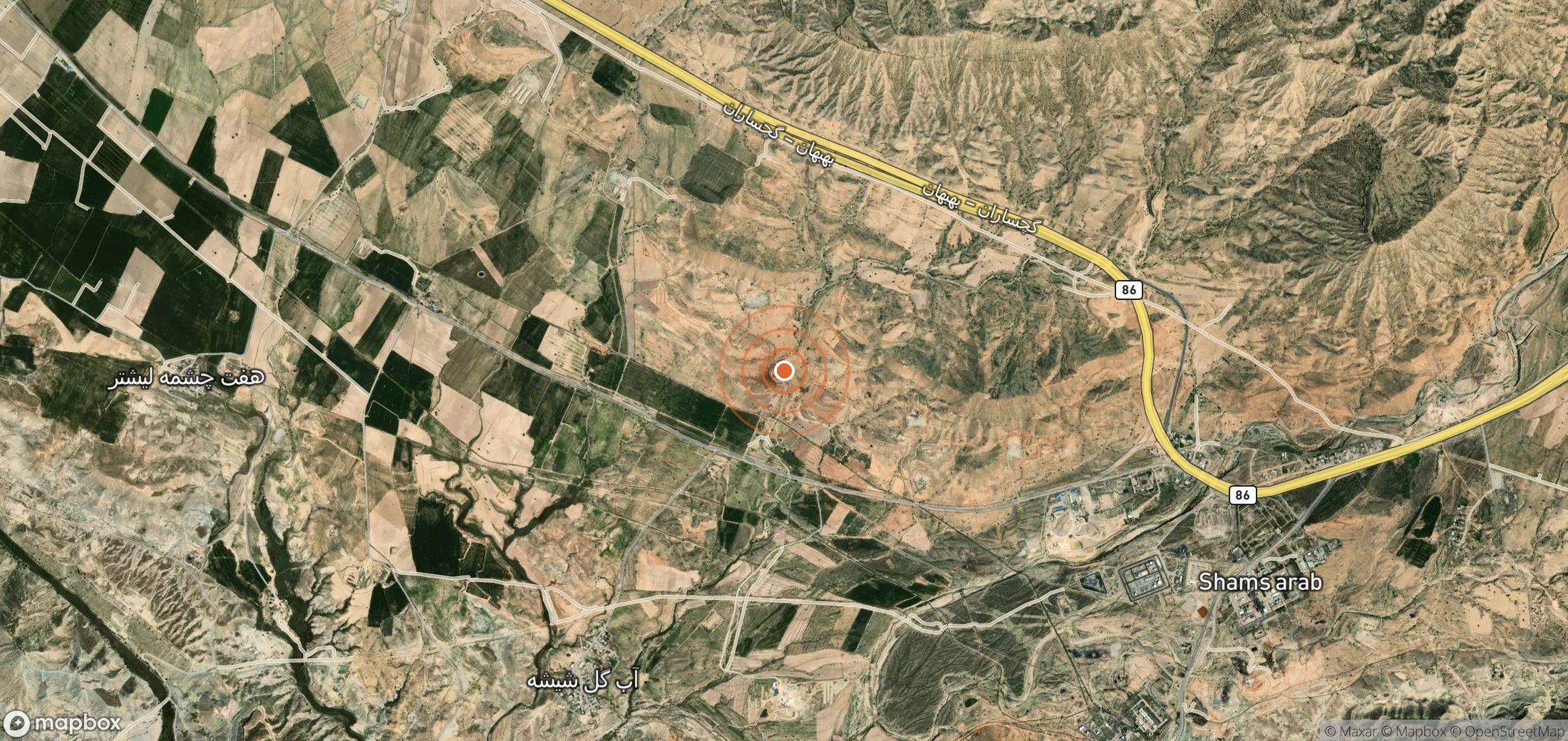Mapa satelital de plumas de metano en IRN_S_158