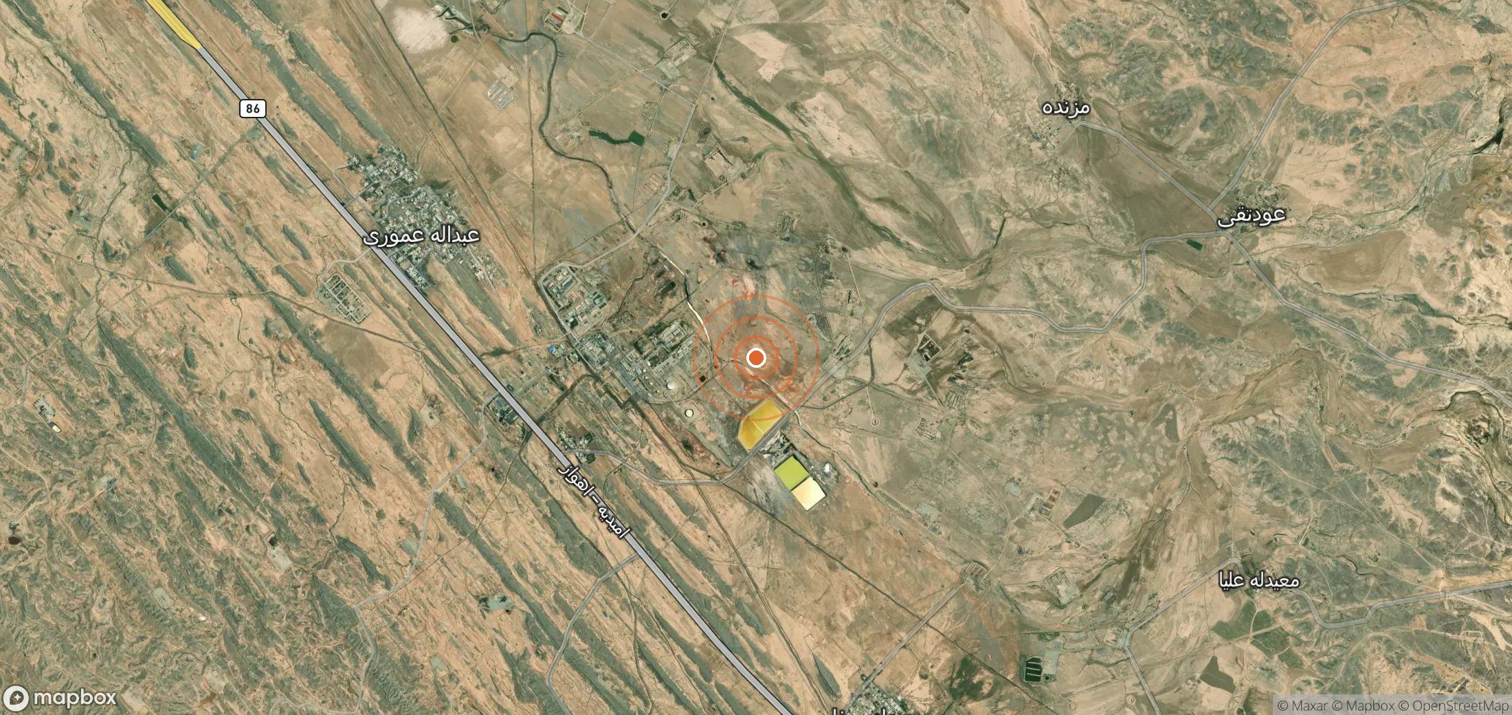 Satellite map of methane plume locations in IRN_S_222