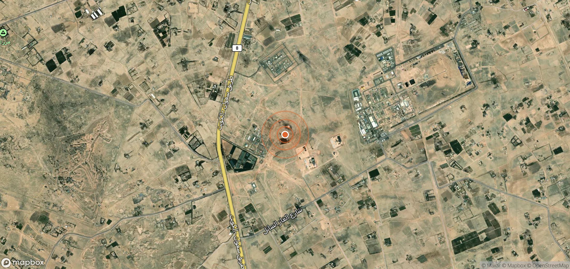 Mapa satelital de plumas de metano en IRQ_S_038
