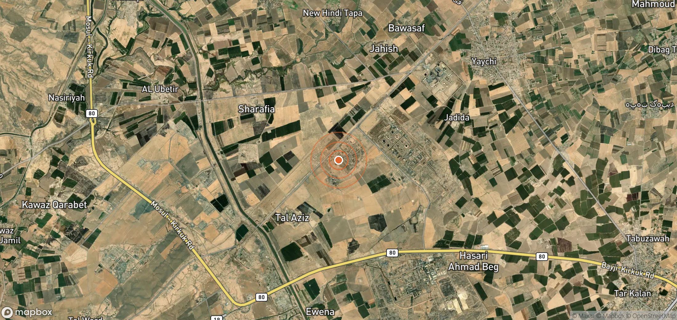 Mapa satelital de plumas de metano en IRQ_S_059