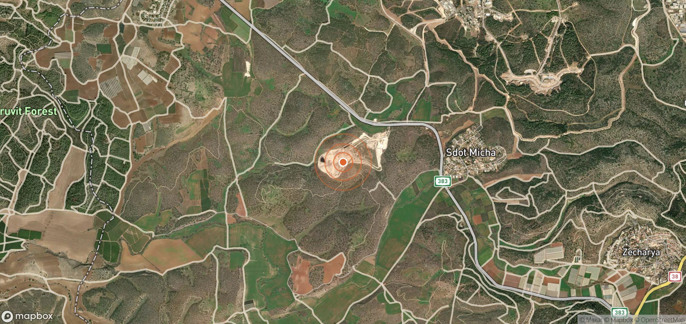 Satellite map of methane plume locations in ISR_S_004
