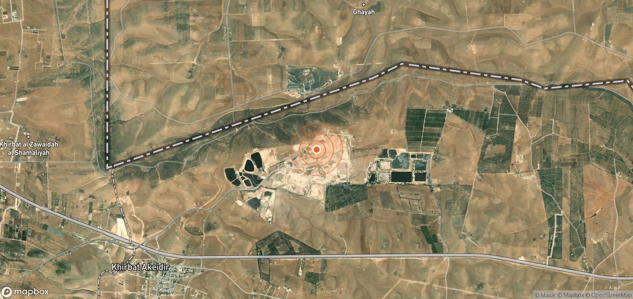 Mapa satelital de plumas de metano en JOR_S_004