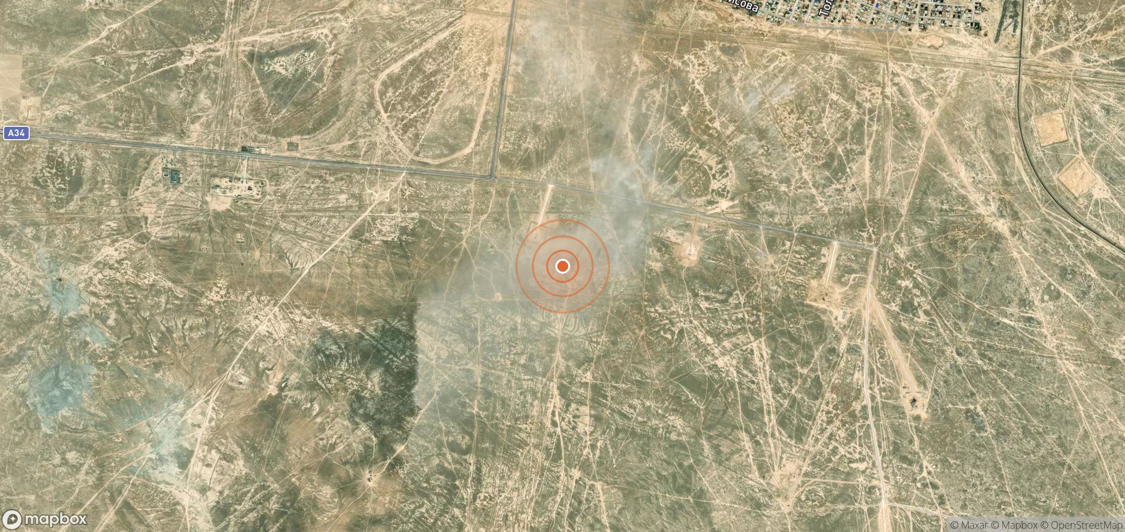 Mapa satelital de plumas de metano en KAZ_S_025