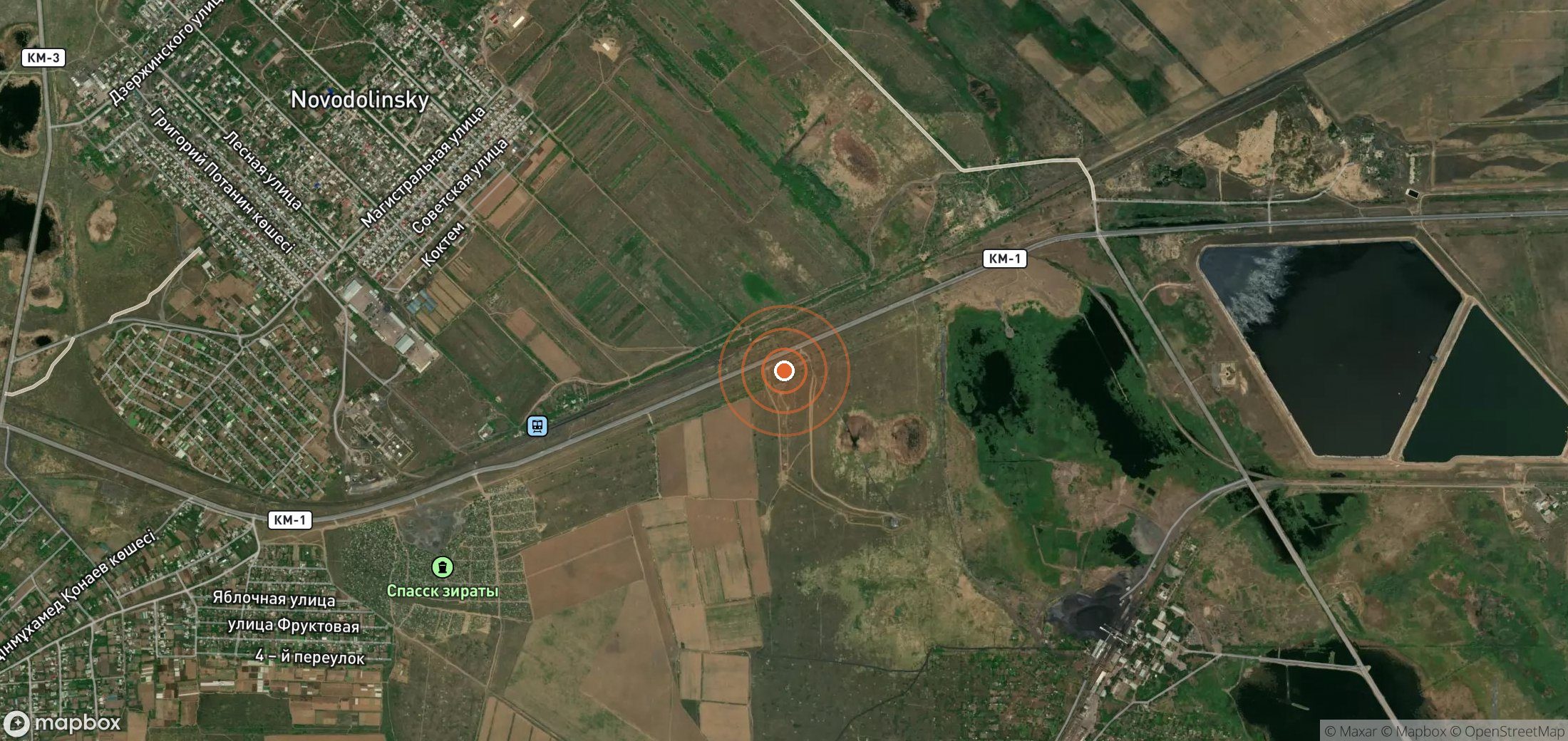 Satellite map of methane plume locations in KAZ_S_034