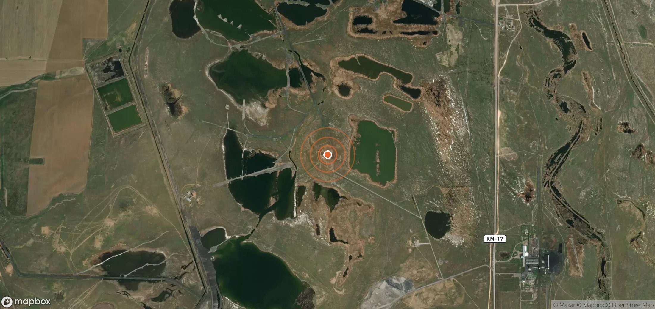 Satellite map of methane plume locations in KAZ_S_042