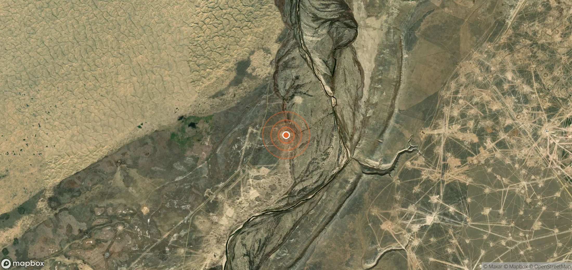 Satellite map of methane plume locations in KAZ_S_047
