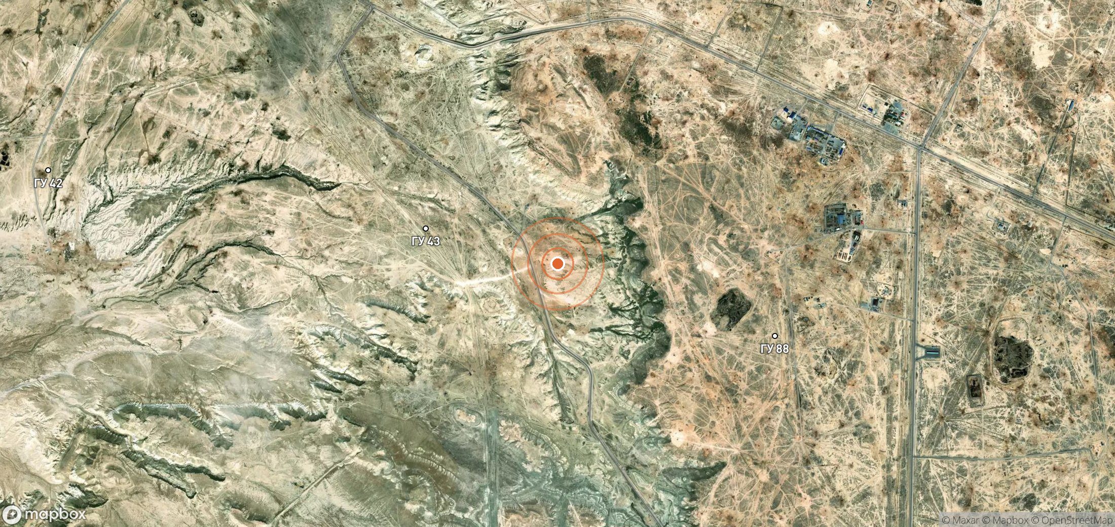 Mapa satelital de plumas de metano en KAZ_S_067