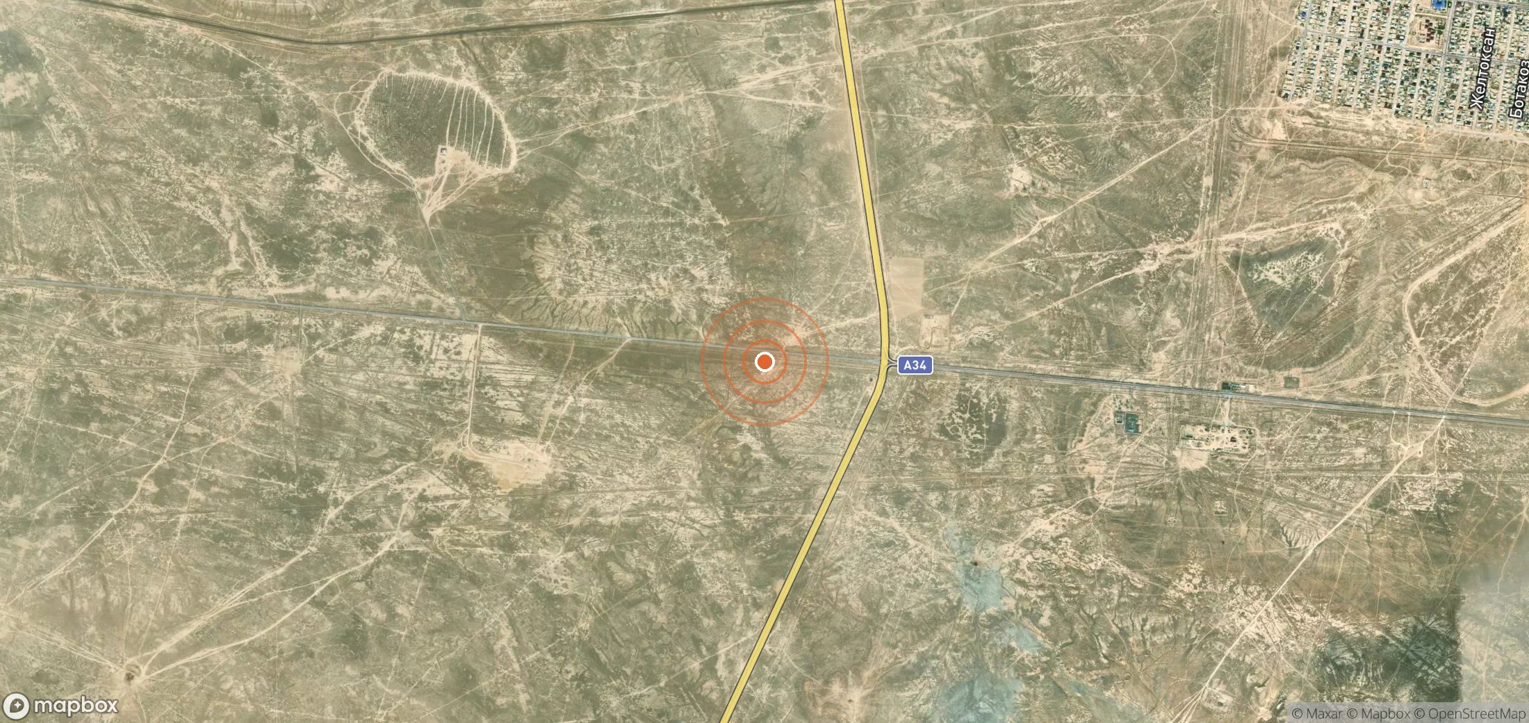 Satellite map of methane plume locations in KAZ_S_098
