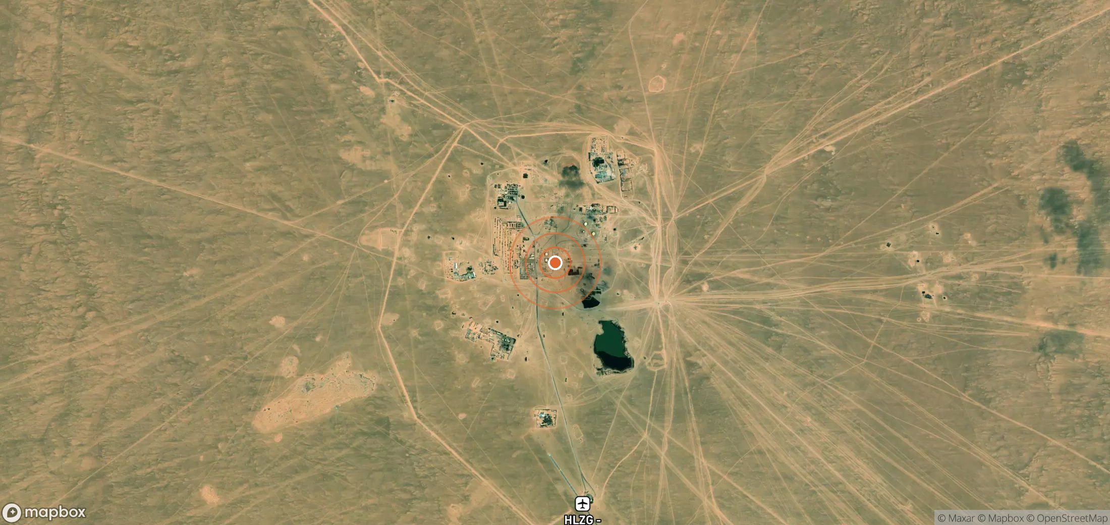 Satellite map of methane plume locations in LBY_S_143
