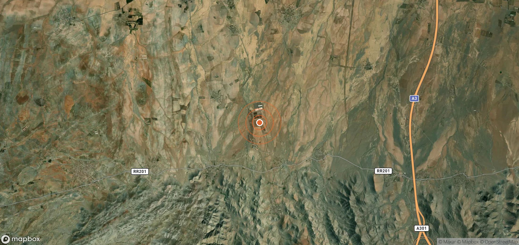 Satellite map of methane plume locations in MAR_S_002