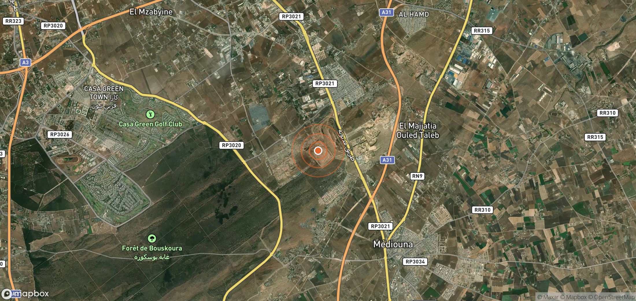 Satellite map of methane plume locations in MAR_S_003
