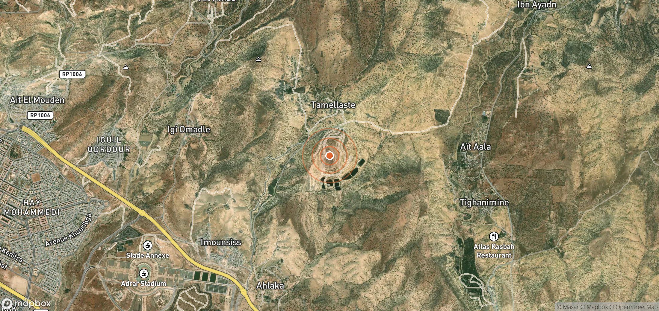 Satellite map of methane plume locations in MAR_S_005
