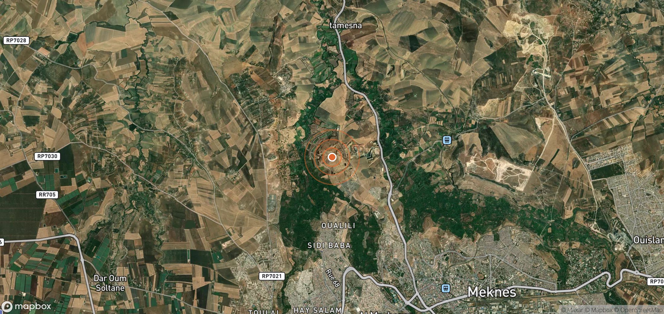 Satellite map of methane plume locations in MAR_S_007