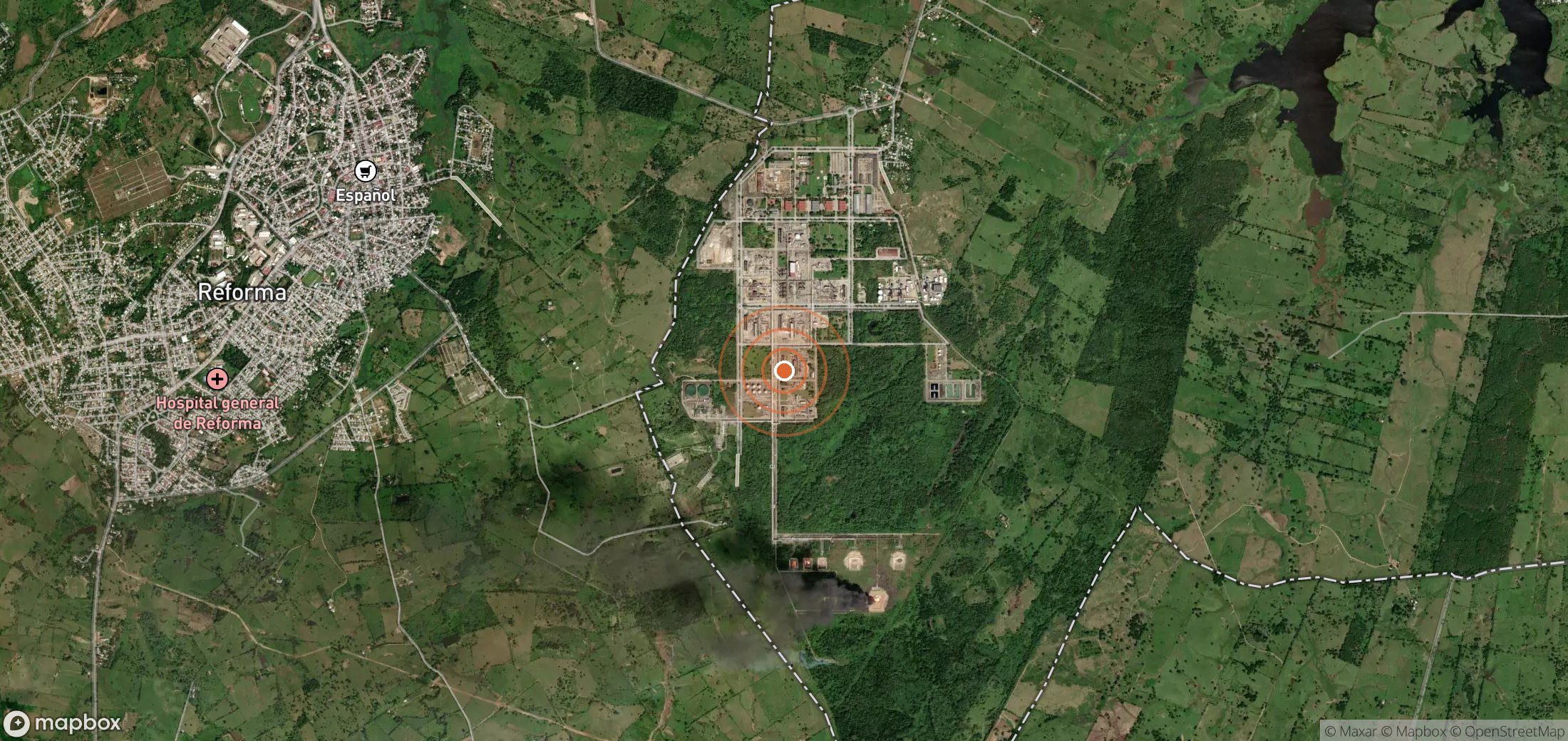 Satellite map of methane plume locations in MEX_S_008