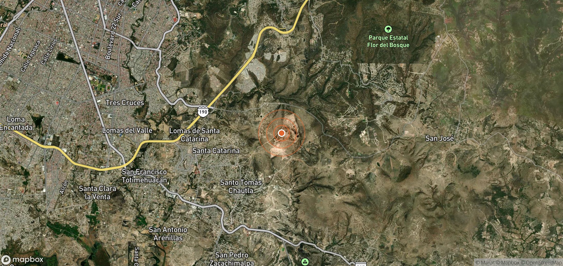 Satellite map of methane plume locations in MEX_S_019