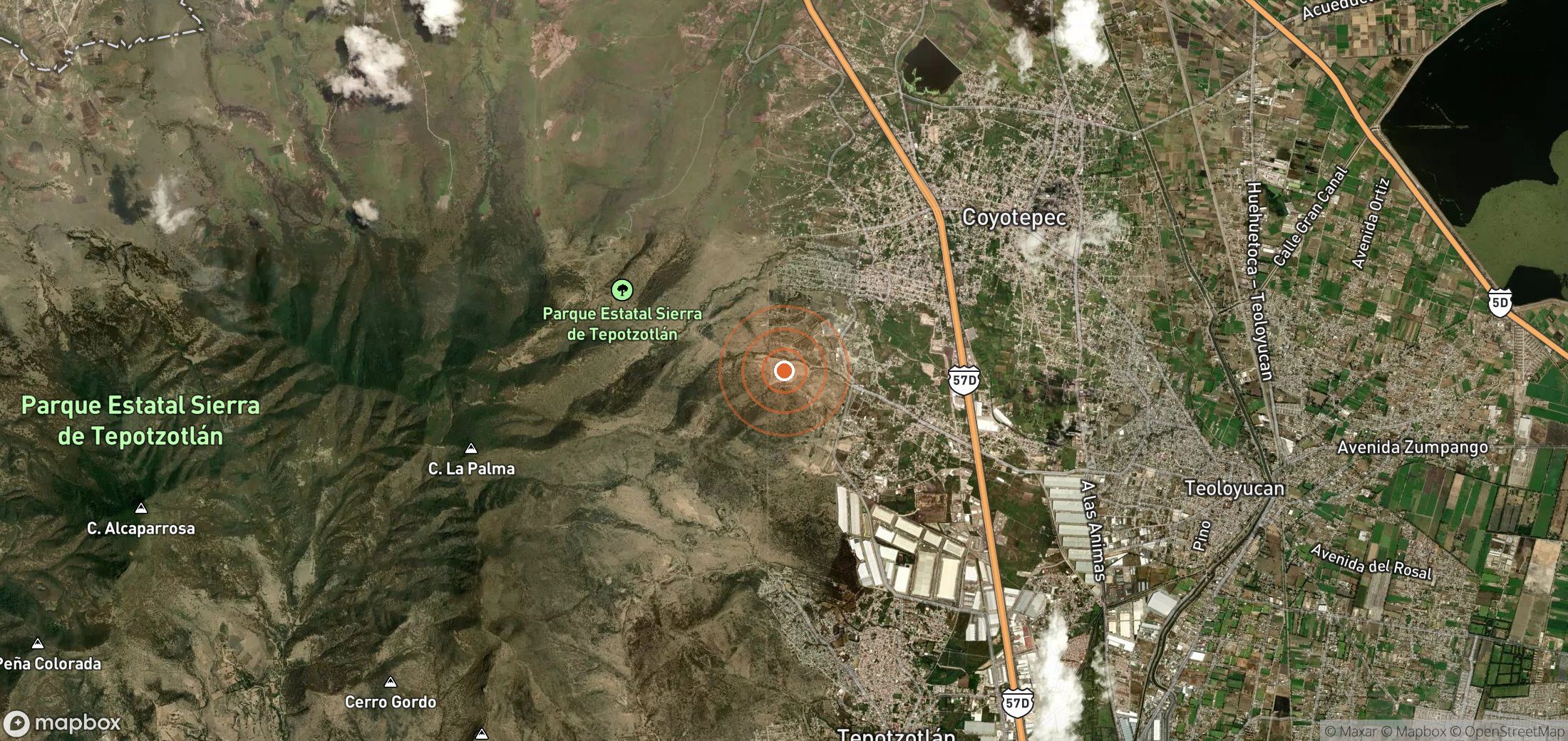 Satellite map of methane plume locations in MEX_S_021