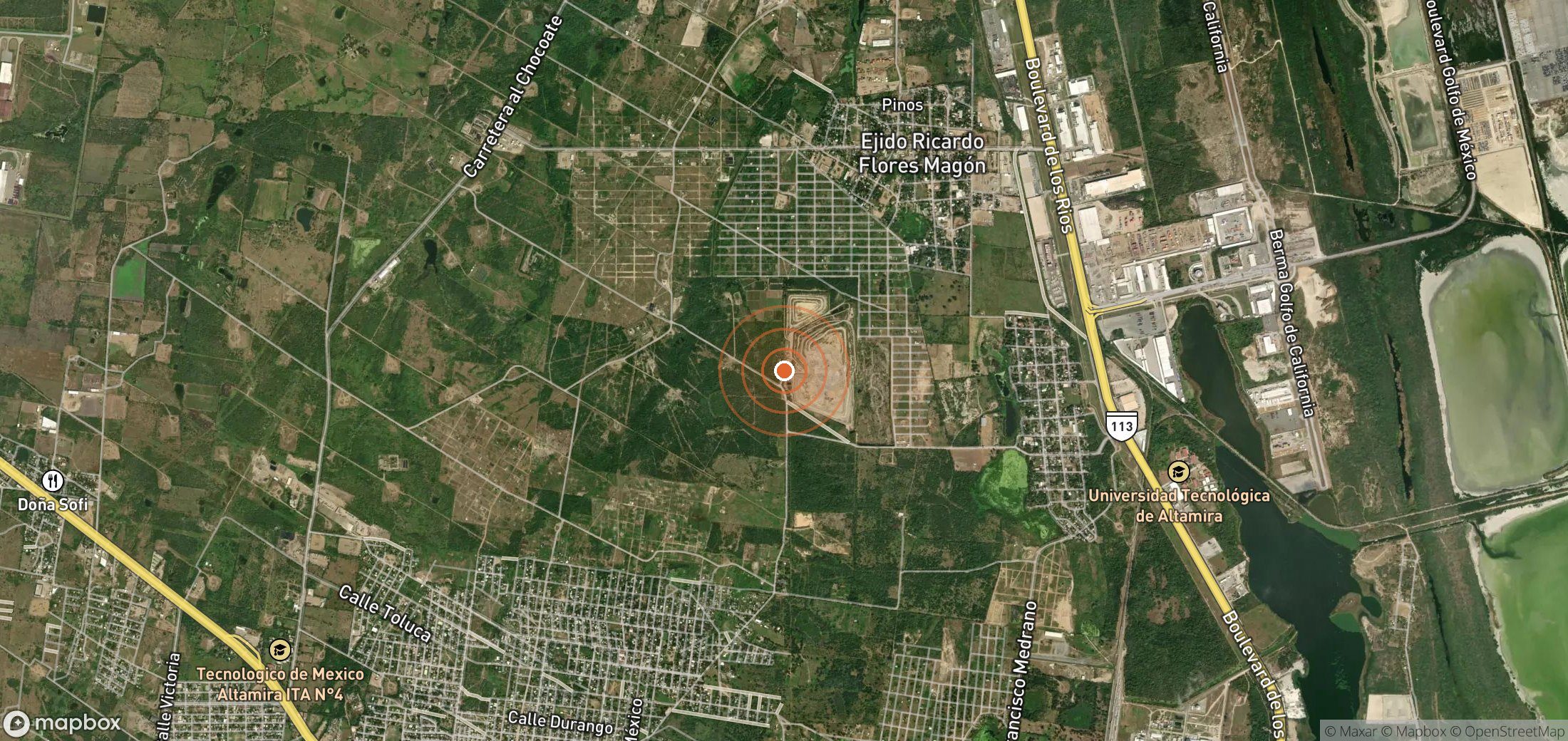 Satellite map of methane plume locations in MEX_S_035