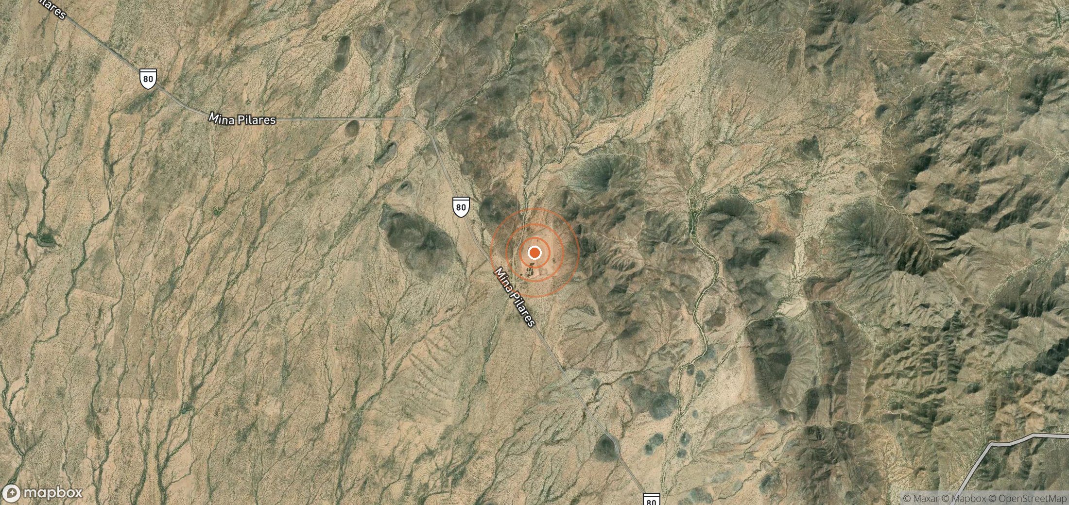 Satellite map of methane plume locations in MEX_S_042