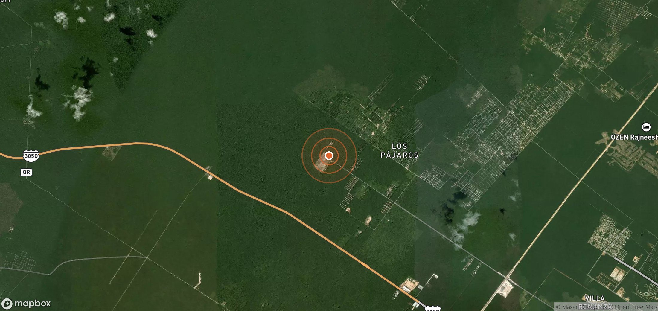 Satellite map of methane plume locations in MEX_S_045