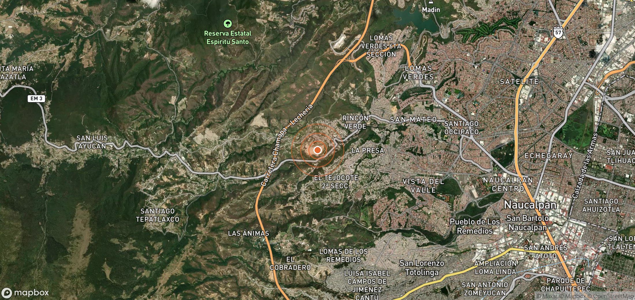 Satellite map of methane plume locations in MEX_S_072