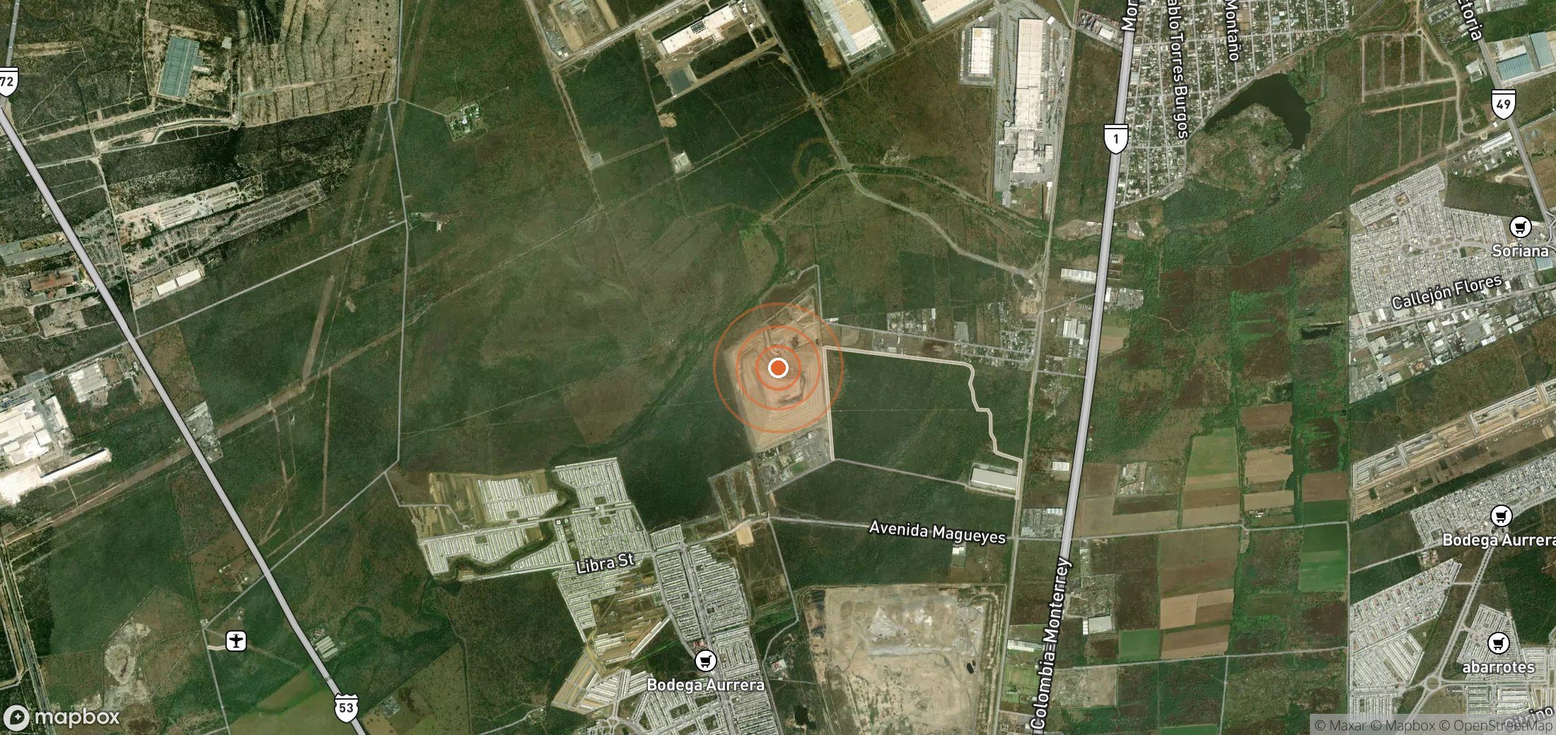 Satellite map of methane plume locations in MEX_S_089