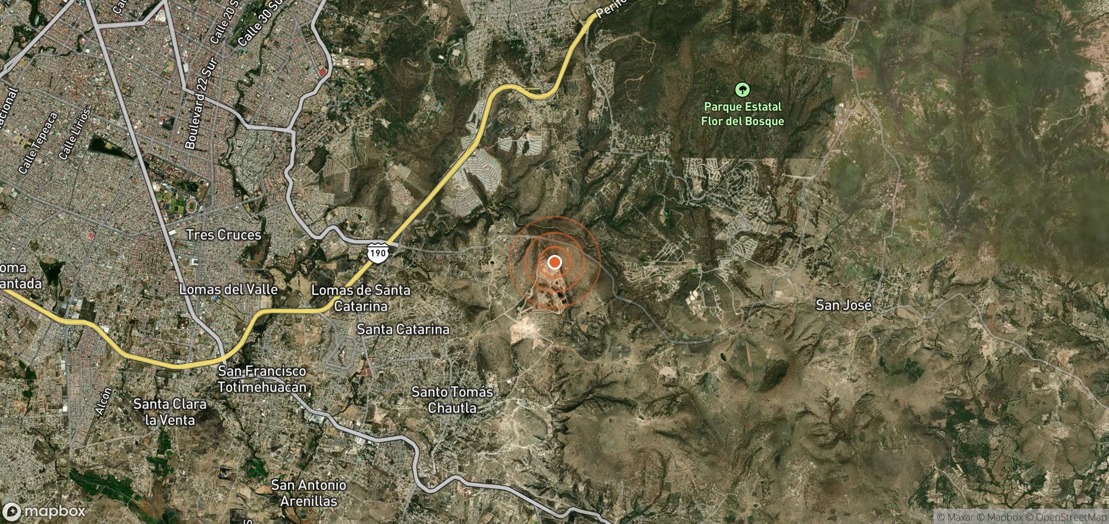Satellite map of methane plume locations in MEX_S_096