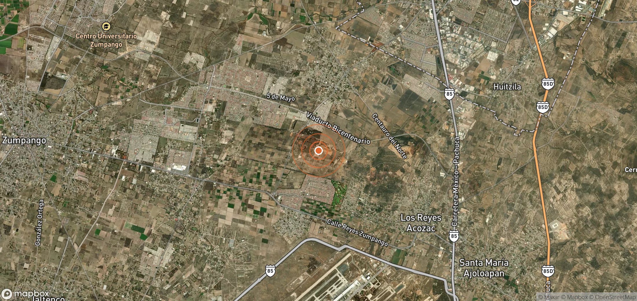 Satellite map of methane plume locations in MEX_S_102