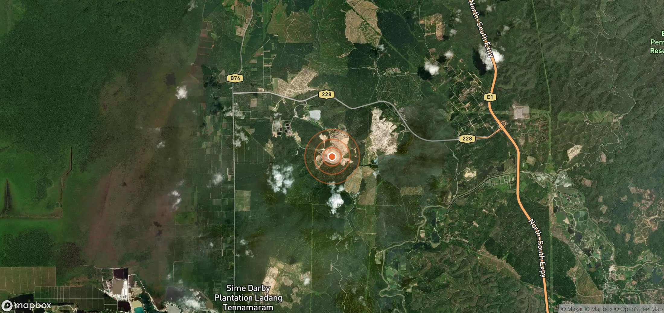 Satellite map of methane plume locations in MYS_S_004