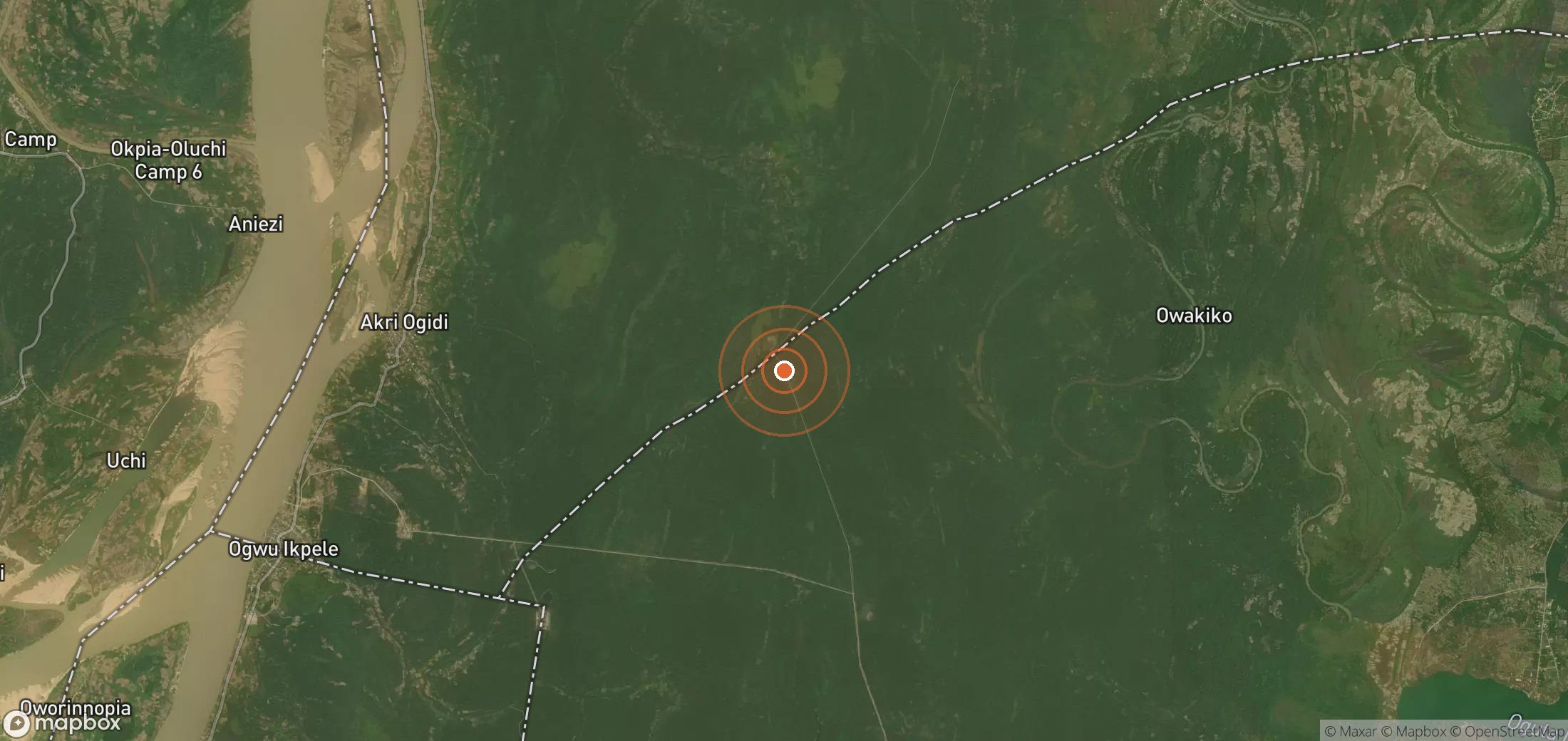 Satellite map of methane plume locations in NGA_S_021