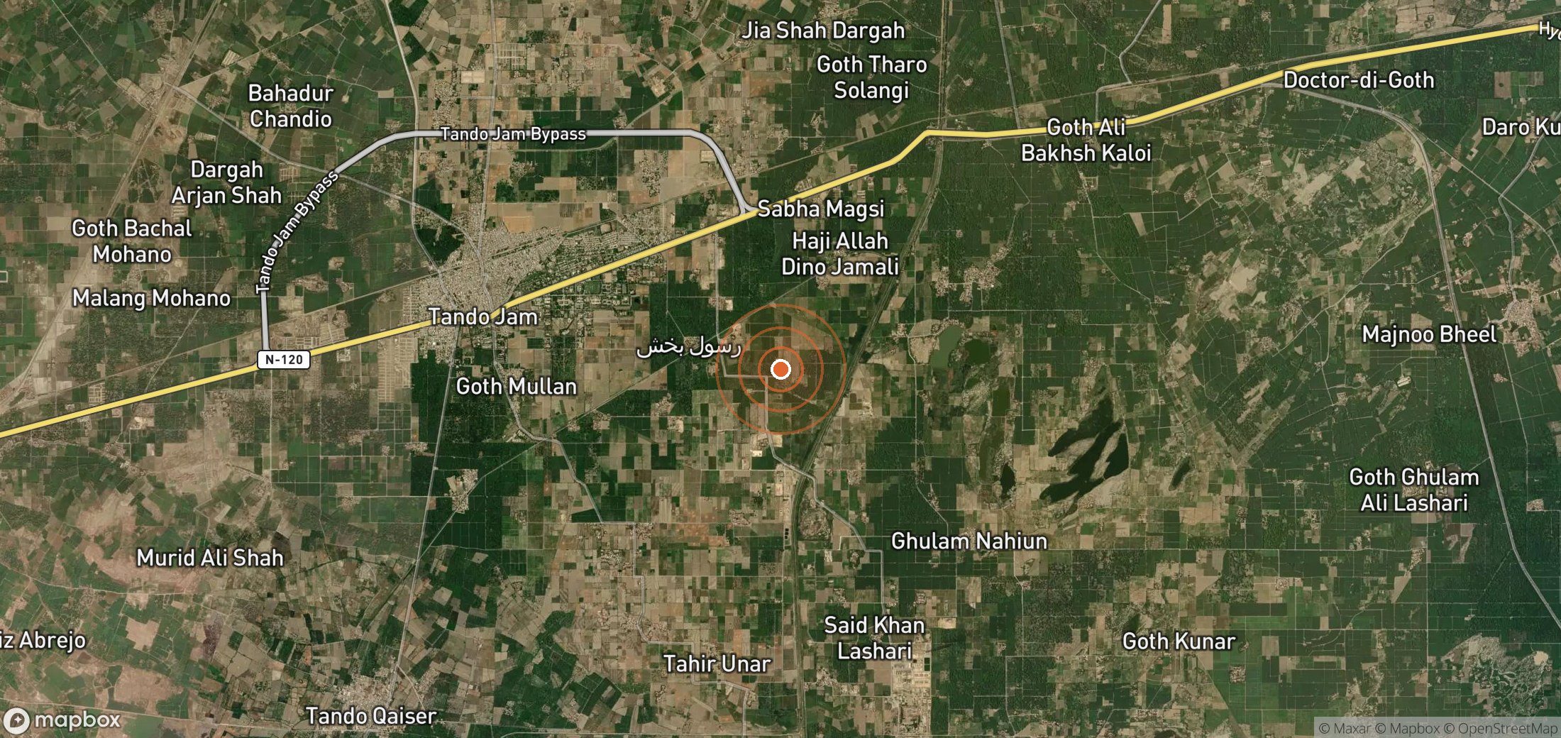 Satellite map of methane plume locations in PAK_S_016