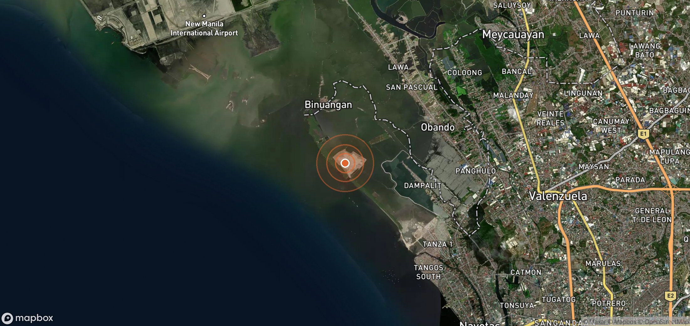 Satellite map of methane plume locations in PHL_S_002