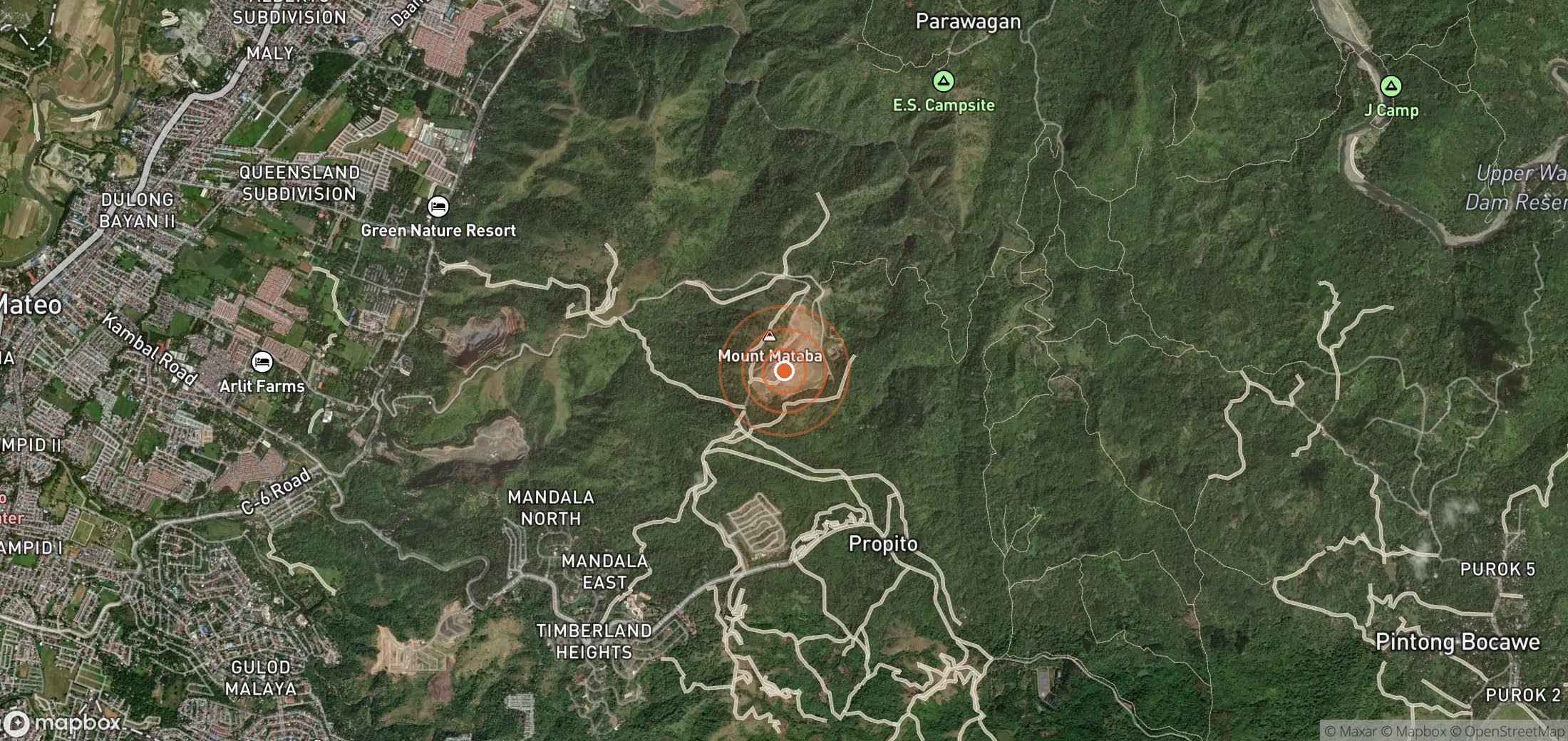 Satellite map of methane plume locations in PHL_S_003