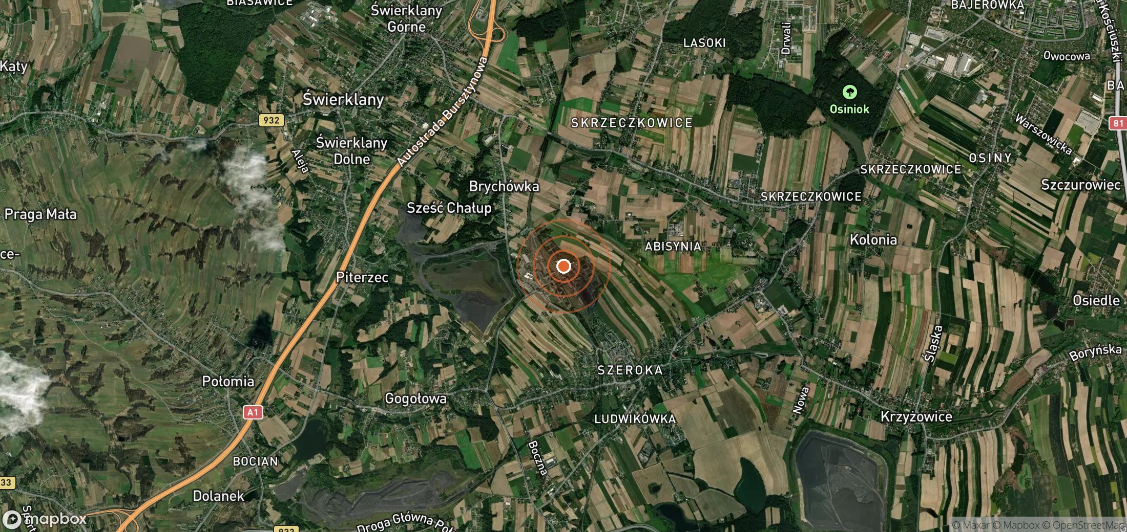 Satellite map of methane plume locations in POL_S_003