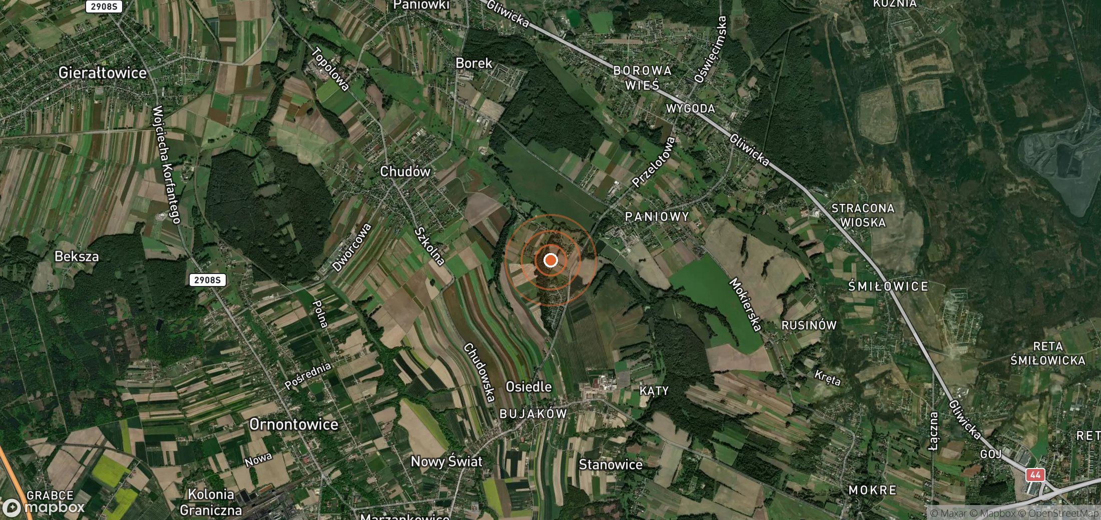 Satellite map of methane plume locations in POL_S_009