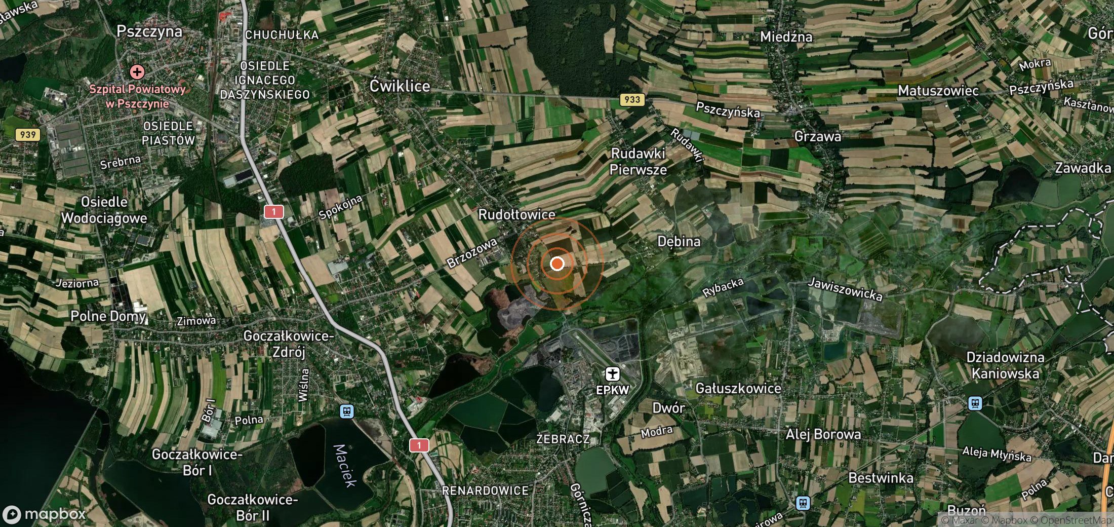 Satellite map of methane plume locations in POL_S_017