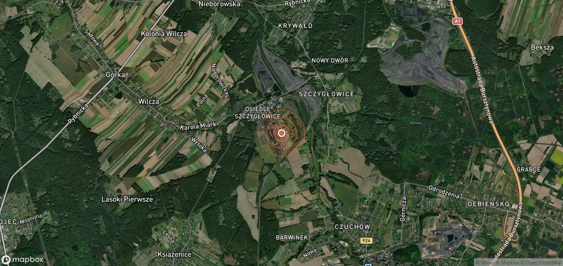 Satellite map of methane plume locations in POL_S_031